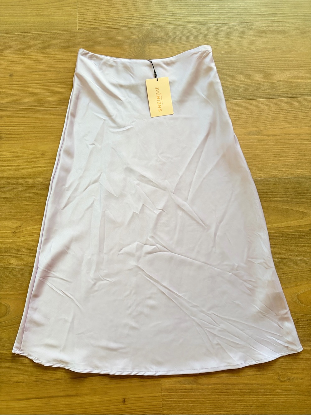 SHEIN Light Purple Violet A-Line Satin Midi Skirt - Picture 3 of 3